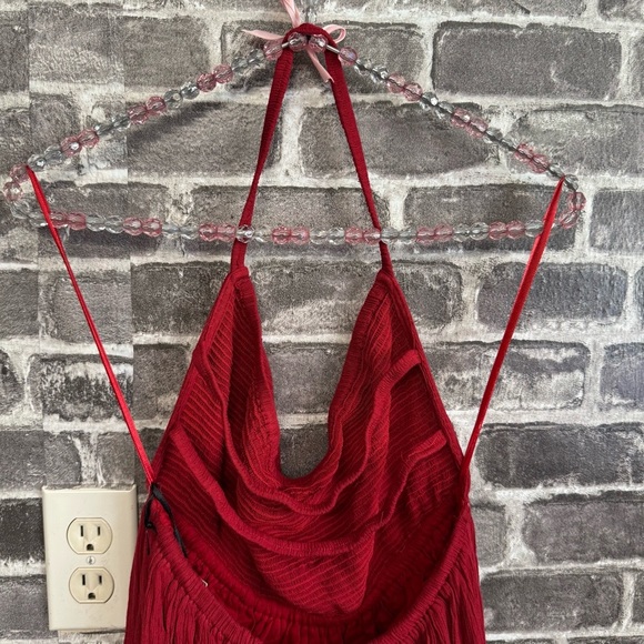 NWT Lulus maxi dress red halter neck strappy back - Picture 9 of 15